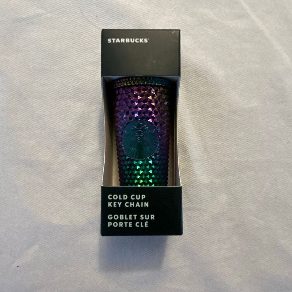 Starbucks Studded Cold Cup Keychain Purple Green Ombré Limited Edition NWT
